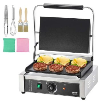 Elektriskais komerciālais panini grils, nerūsējošā tērauda, ​​2200 W, 35 cm x 23 cm plātne