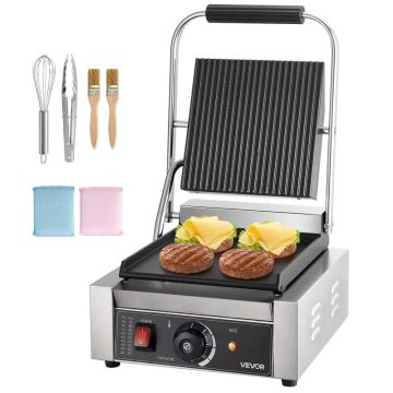 Elektriskais panini grils 1800 W, nerūsējošā tērauda, ​​22x23 cm