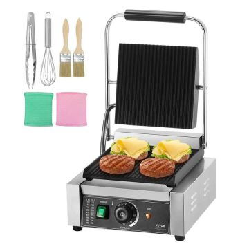 Profesionāls elektriskais panini grils, 1800 W, nerūsējošā tērauda, ​​23x23 cm plātne
