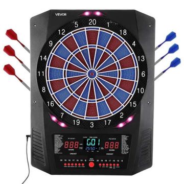 Elektronisks šautriņu dēlis, 336 mm, 45 spēles, LED displejs, līdz 8 spēlētājiem