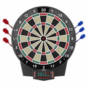 Elektroniskais šautriņu dēlis, 391 mm, 43 spēles, 8 spēlētāji, LCD displejs
