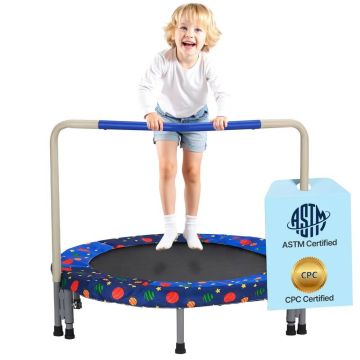 36 collu bērnu saliekamais batuts ar rokturi, zils, bērniem no 3 gadu vecuma