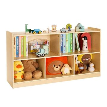 Montessori bērnu grāmatu plaukts, 114 cm, brūns, 5 daļu vitrīna