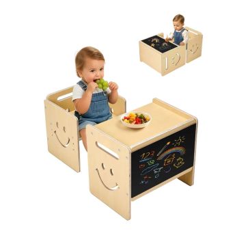 Koka Montessori galda un krēslu komplekts ar tāfeli, bērniem vecumā no 1 līdz 5 gadiem