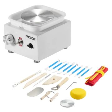 Elektriskais mini keramikas ritenis, regulējams ātrums, balts, 18 piederumi