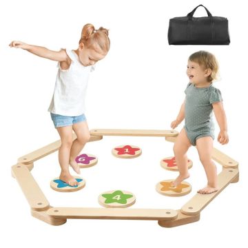 Koka līdzsvara sijas ar akmeņiem, 6 gab., Montessori rotaļlieta bērniem 2-6 m
