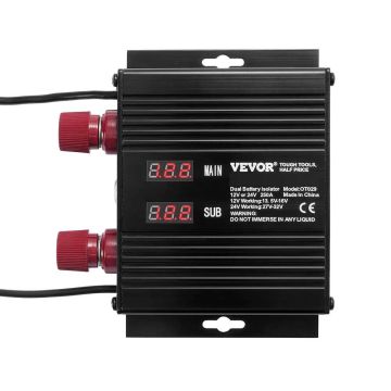 250 AMP universāls 12 V/24 V divu akumulatoru akumulatora izolators ar LCD displeju