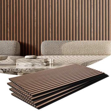 Akustiskie koka sienas paneļi, MDF, 23,6x47,2 collas, valrieksts
