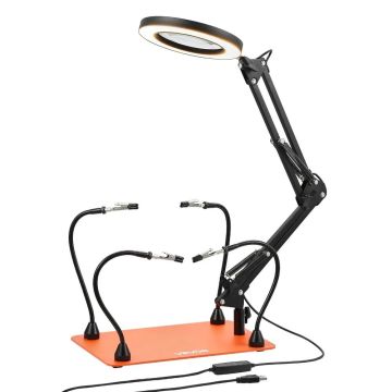 Magnētiskas lodēšanas palīgrokas ar LED gaismu un 4 elastīgiem rokturiem