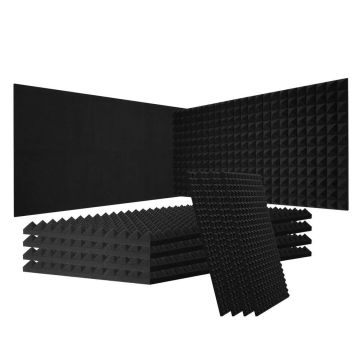 Акустические поролоновые панели черного цвета, 48x24x2 дюйма, 4 шт., для первого слоя звукопоглощения.