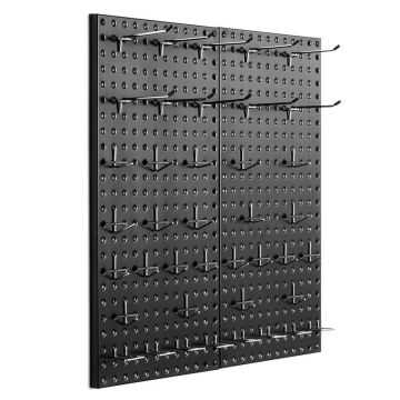 Перфорированная металлическая доска с аксессуарами, 24x12 дюймов, черная.