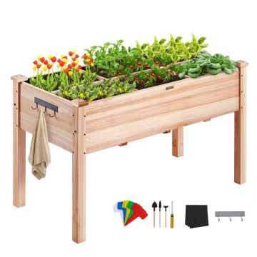 Koka paaugstināts dārza pods, 120x58x76 cm, dārzeņiem un garšaugiem