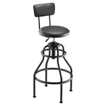 Darbnīcas krēsls ar atzveltni, pneimatisks, 136 kg, melns, grozāms par 360°