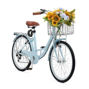 Kruīza velosipēds, 7 pārnesumi, 26 collas, gaiši zils, ar grozu un bagāžnieku