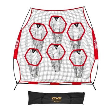 Futbola metienu tīkls ar 6 mērķiem, 2438x2438 mm, sarkans