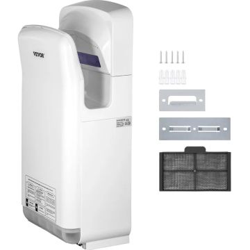 Elektriskais skrūvējamais roku žāvētājs, 2000 W, balts, ar HEPA filtru, stiprināms pie sienas