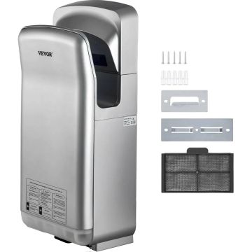Elektriskais roku žāvētājs ar skrūvēm, 2000 W, sudrabkrāsas, HEPA filtrs, stiprināms pie sienas