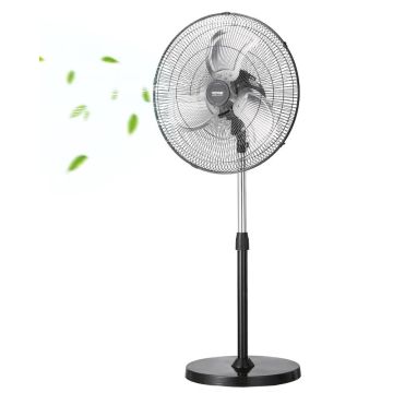 Industriāls 20 collu oscilējošs grīdas ventilators, melns, regulējams augstums, 3 ātrumi