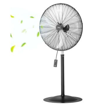 Industriāls 30 collu oscilējošs grīdas ventilators, melns, regulējams augstums, 3 ātrumi