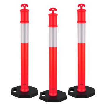 3 sarkani satiksmes barjeras stabi, 1140 mm, ar atstarojošām joslām