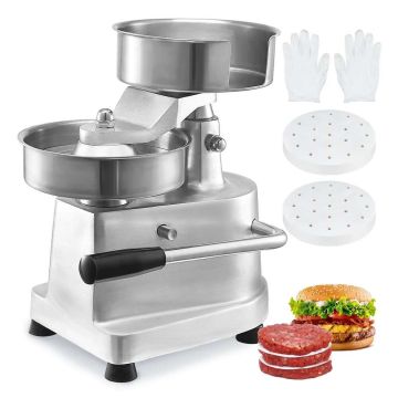 Komerciāla nerūsējošā tērauda liellopa gaļas burgera kotlešu veidošanas mašīna, 150 mm
