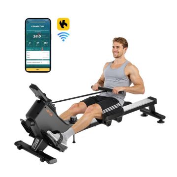 Magnētiskā airēšanas trenažieris ar Bluetooth un LCD ekrānu, 16 pretestības līmeņi, salokāms