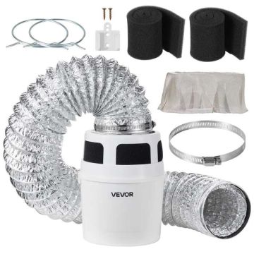 3-vienā iekštelpu elektriskā žāvētāja ventilācijas komplekts ar spaini un ievelkamu 101,6 mm šļūteni