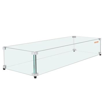 Stikla vēja aizsargs ugunskura galdam, 924x417x191 mm, rūdīts stikls