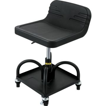 Garāžas krēsls ar riteņiem, regulējams augstums 40-52 cm, 136 kg, melns