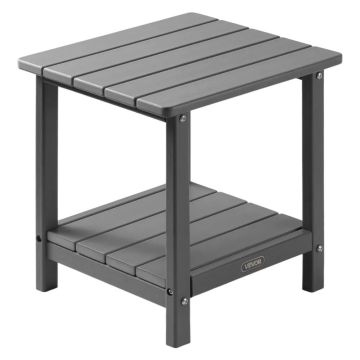 Āra galds, izgatavots no HDPE materiāla, pelēks, 45x38x44 cm, izturīgs pret laikapstākļiem