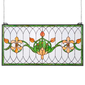 Vitrāžas loga panelis, 810x433 mm, Tiffany stils, piekarināms