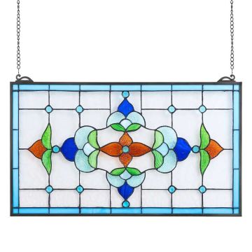 Tiffany stila piekarināms vitrāžas loga panelis, 664x402 mm