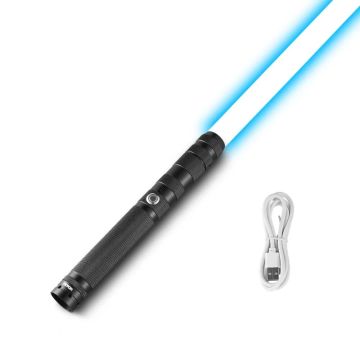 Gaismas uzlādējams rotaļu zobens ar 14 RGB krāsām un skaņu, melns