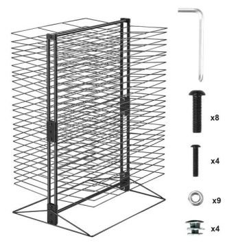Mākslas žāvēšanas statīvs, 50 plaukti, oglekļa tērauds, melns, 20x17x30 collas