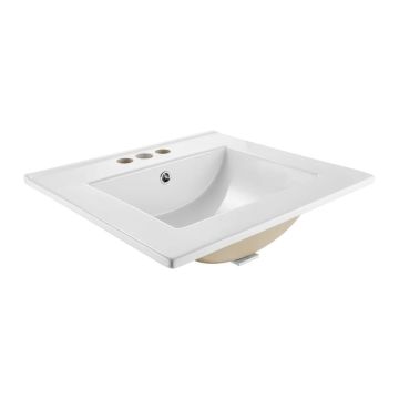 Iebūvējama taisnstūra vannas istabas izlietne, 510x465 mm, balta, keramikas, ar pārplūdes atverēm un jaucējkrāna atverēm