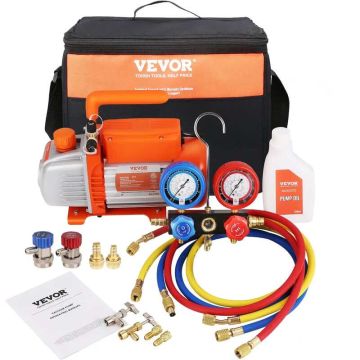 1/5 ZS 3,5 CFM vienpakāpes rotācijas vakuumsūknis ar manometra komplektu HVAC gaisa kondicionēšanai, R134a, R1234yf