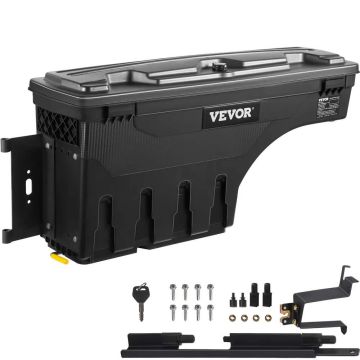 Ящик для инструментов в кузове грузовика, запираемый, ABS, 20 л, Chevrolet Silverado 1500 / GMC Sierra 1500 2019–2020, со стороны водителя, черный.