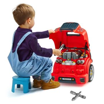 Bērnu automehāniķa remonta rotaļlieta, 60 detaļas, sarkana