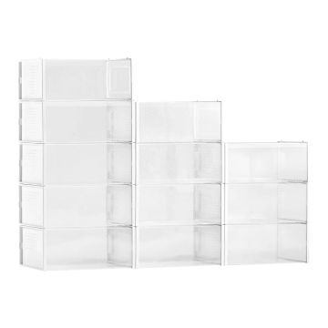 Plastmasas modulāras apavu kastes, 12 gab., balts rāmis, līdz 11. izmēram