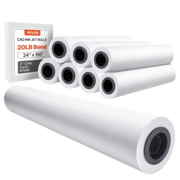 Platformāta papīra rullis, 609,6 mm x 45,7 m, 80 GSM, 8 gab. CAD rasējumiem
