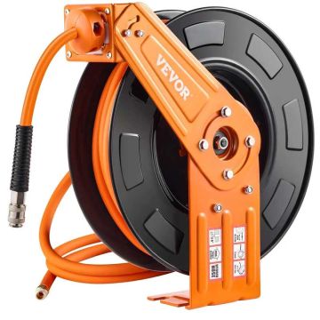 Выдвижная катушка для воздушного шланга 3/8" x 65 футов, автоматическая, 300 PSI, крепление на потолок/стену.