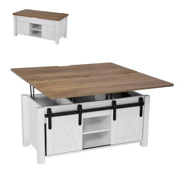 Rustic stila 1000 mm paceļams kafijas galdiņš ar uzglabāšanas kasti, brūns