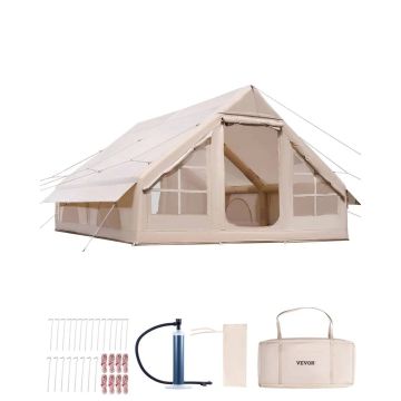 Piepūšama kempinga telts 5-8 personām, 300D Oxford, 2 durvis, 4 logi