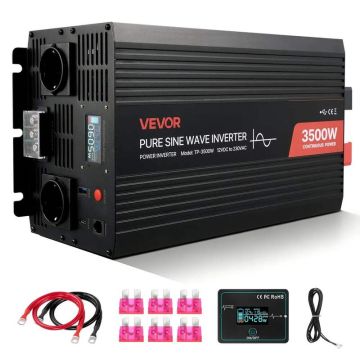 3500 W saules enerģijas invertors no 12 V uz 230 V ar LCD ekrānu un USB