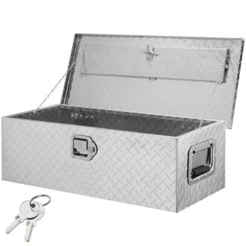 Алюминиевый ящик для инструментов для грузовика, 76x33x24 см, серебристый.