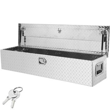 Алюминиевый ящик для инструментов для кузова грузовика, 122x38x38 см, серебристый.