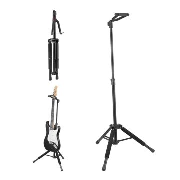 Trīskāju ģitāras statīvs, salokāms, regulējams augstums 90-120 cm