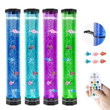 Sensorā akvārija lampa nomierināšanai, burbuļu caurules, 16 krāsas, 80 cm