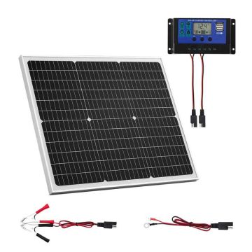 50 W 12 V mono saules lādētājs ar MPPT kontrolieri IP65