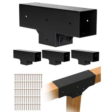 Pergolas kronšteinu komplekts, T veida, 4 gab., 92x92 mm kokam